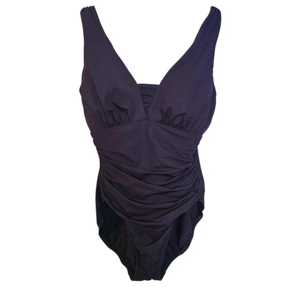 Lands' End Blackberry SlenderSuit Grecian Tummy Control One Piece Swimsuit - Picture 3 of 7